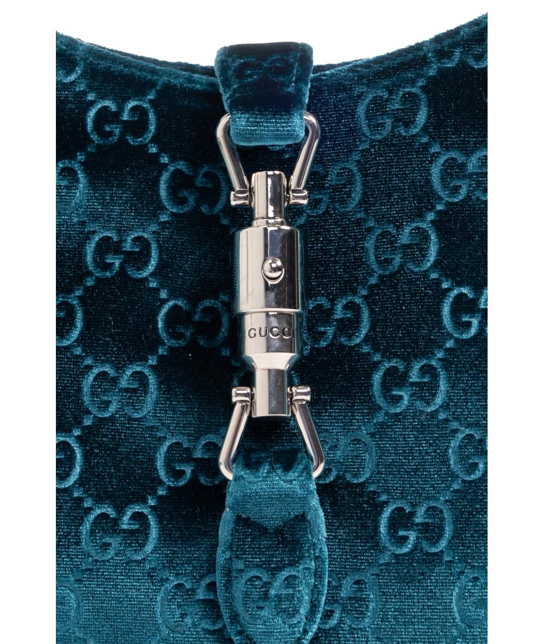GUCCI Голубая бархатная сумка с короткими ручками, фото 6