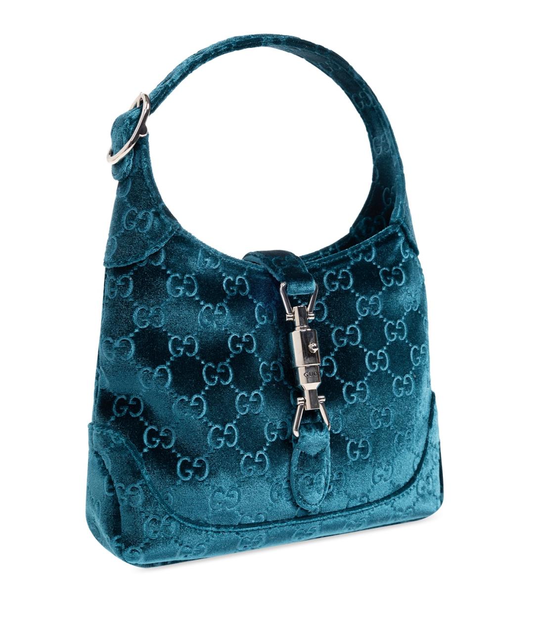 GUCCI Голубая бархатная сумка с короткими ручками, фото 3