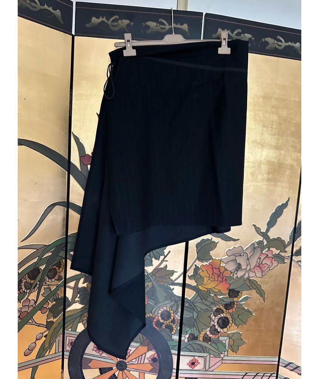ANN DEMEULEMEESTER Черная шерстяная юбка миди, фото 2