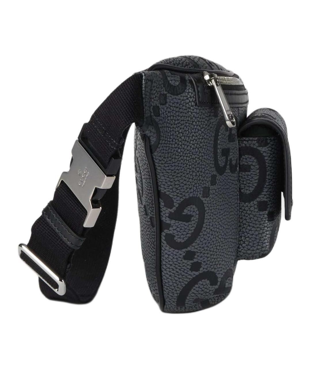 GUCCI Черная поясная сумка из канвы, фото 4