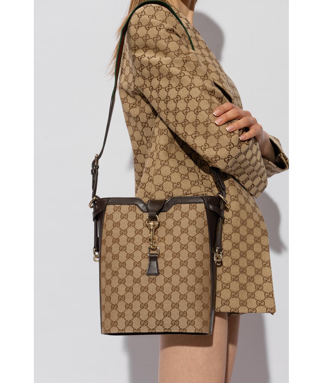 GUCCI Бежевая тканевая сумка через плечо, фото 2