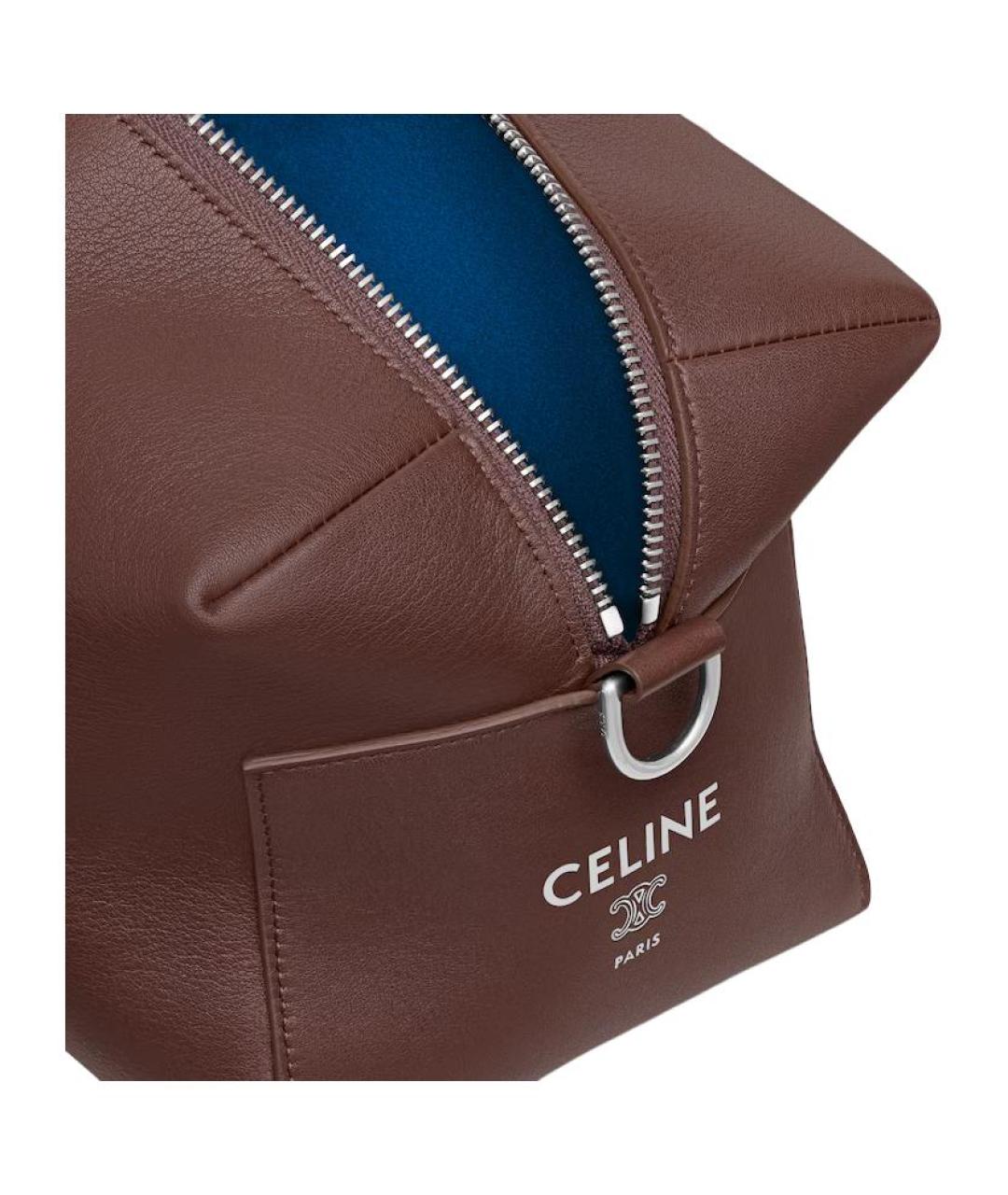 CELINE Коричневая кожаная сумка через плечо, фото 5
