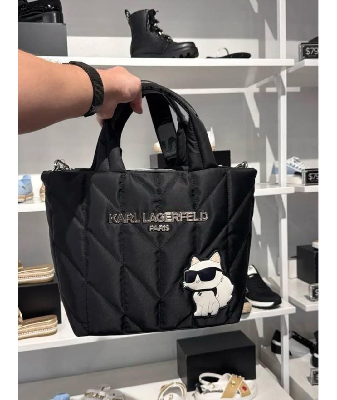 KARL LAGERFELD Черная сумка тоут, фото 4