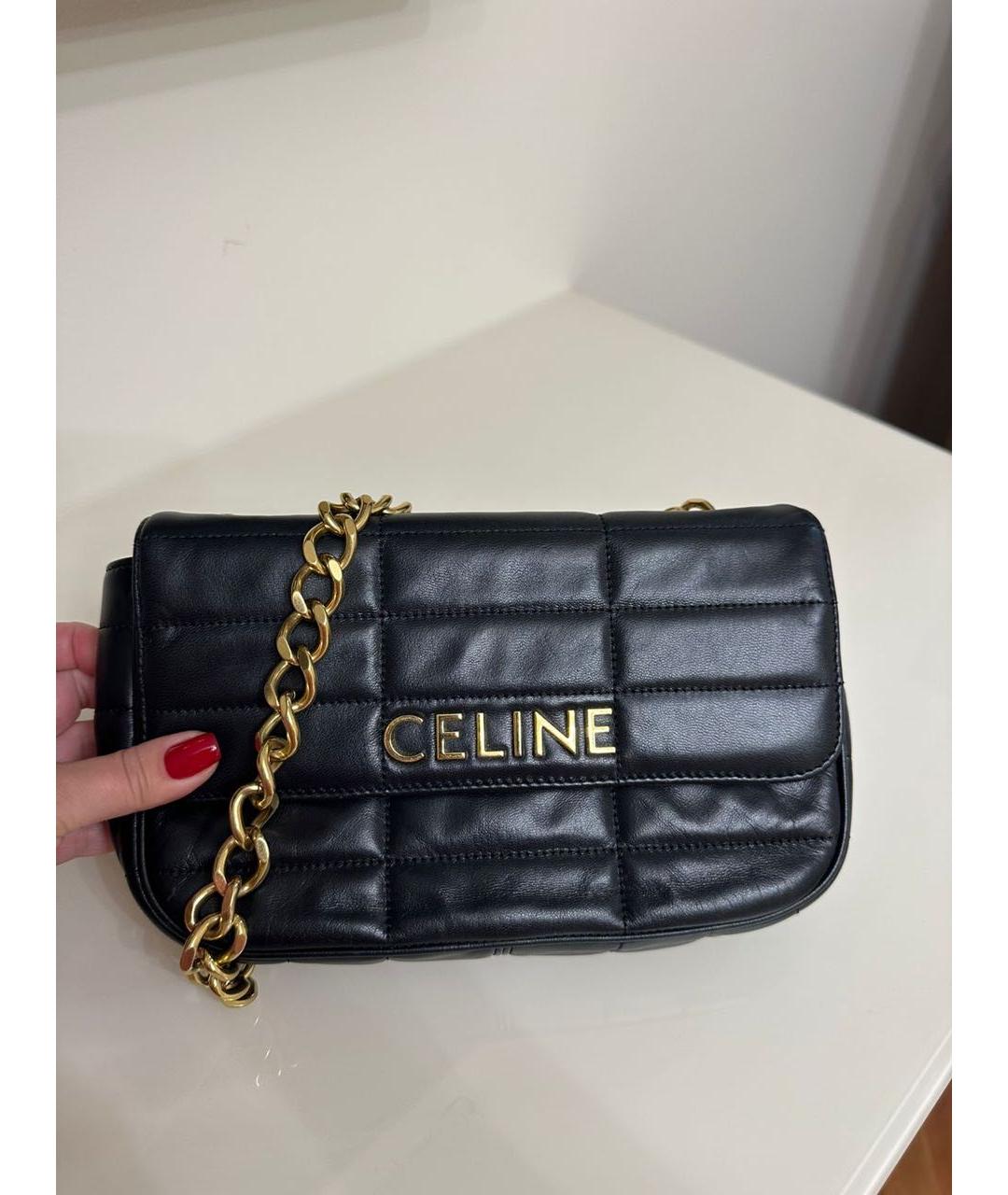 CELINE Черная кожаная сумка с короткими ручками, фото 3