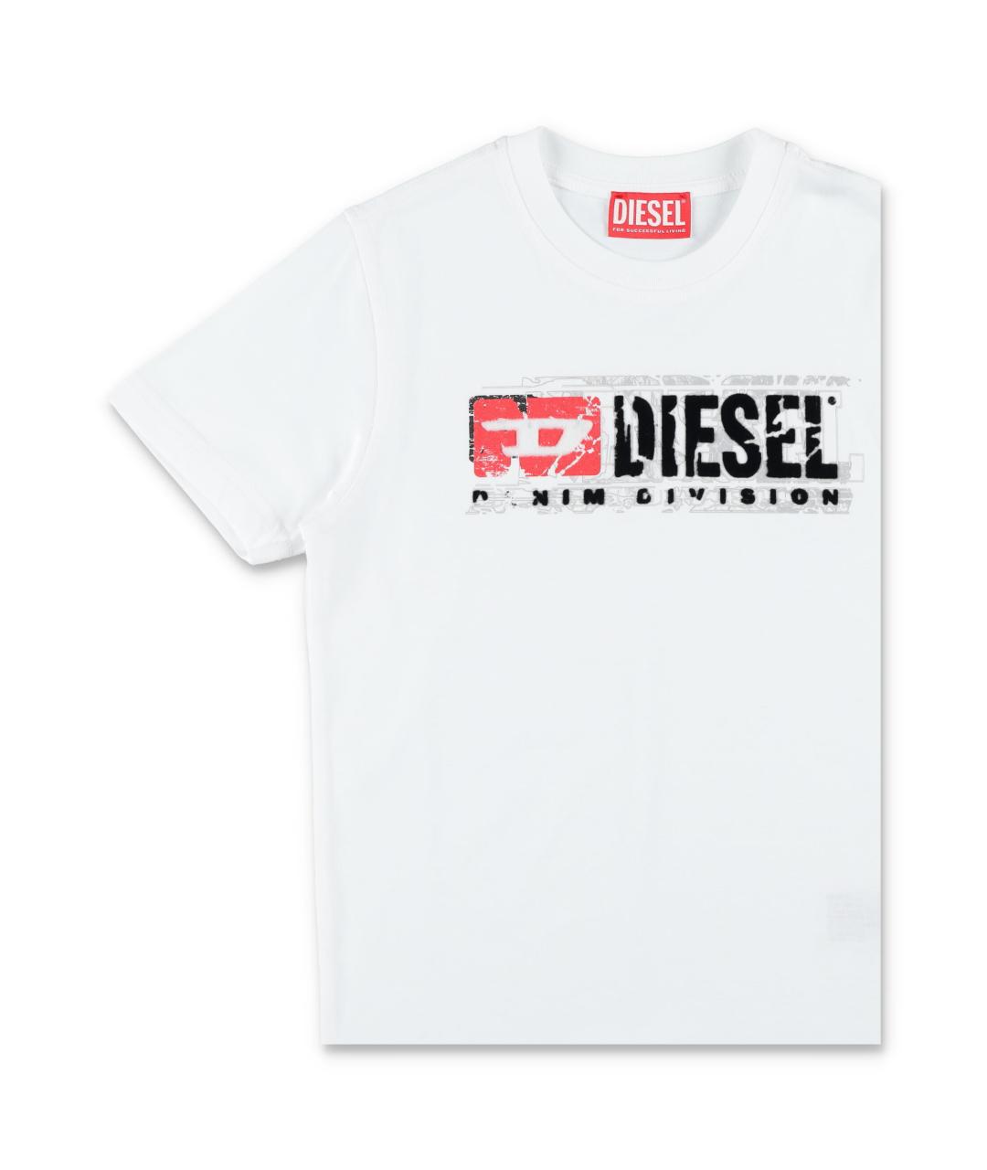 DIESEL Белая хлопковая детская футболка, фото 2