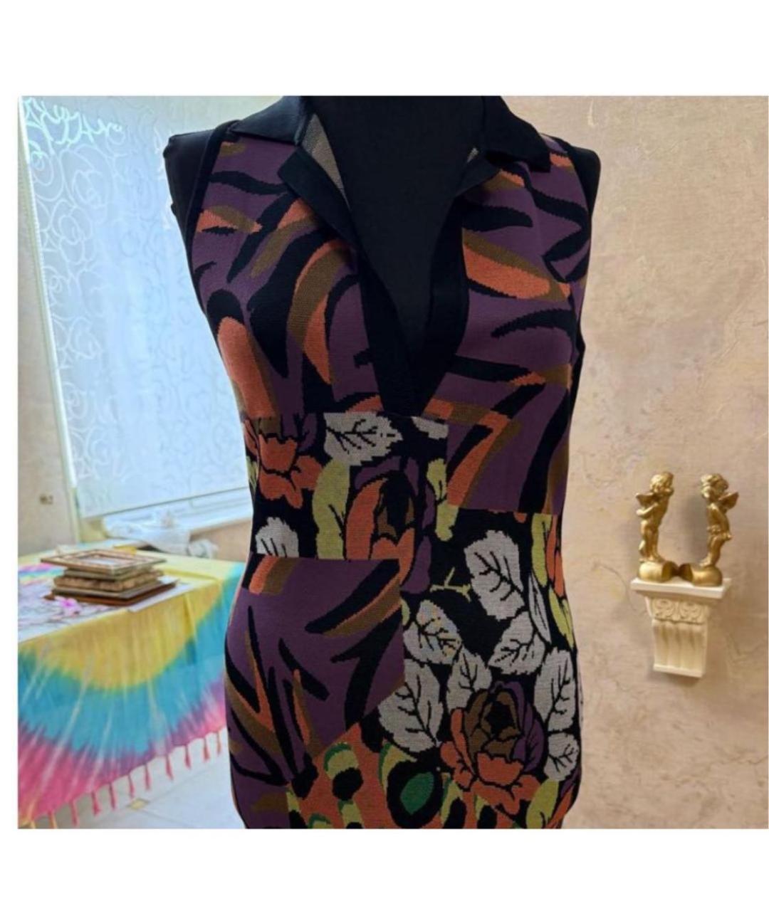 VERSACE Мульти вискозное повседневное платье, фото 4
