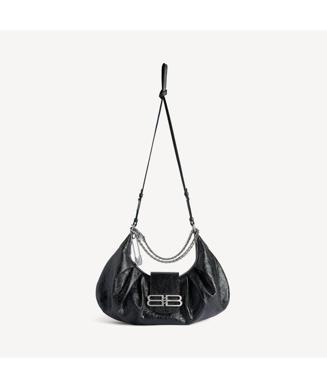BALENCIAGA Черная кожаная сумка через плечо, фото 4