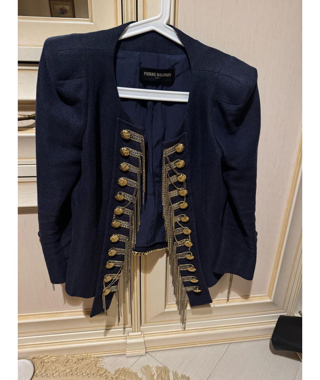 PIERRE BALMAIN Темно-синий вискозный жакет/пиджак, фото 8