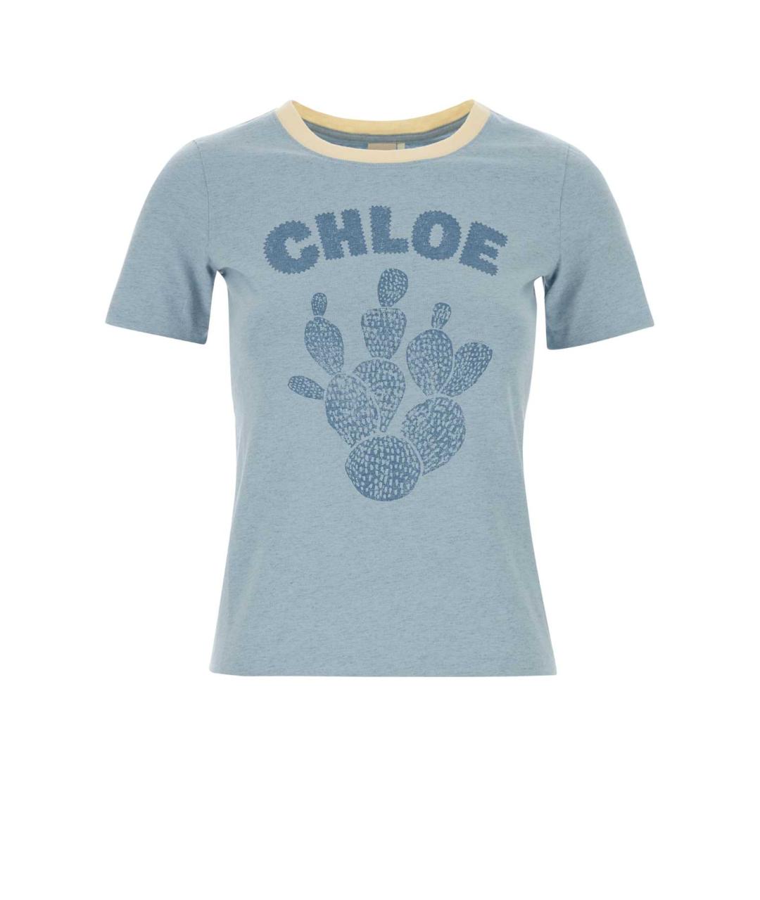 CHLOE Голубая хлопковая футболка, фото 1