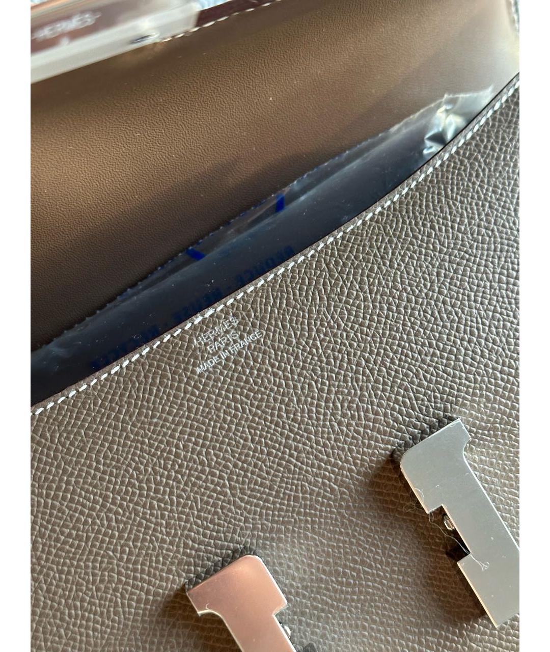 HERMES Антрацитовая кожаная сумка через плечо, фото 3