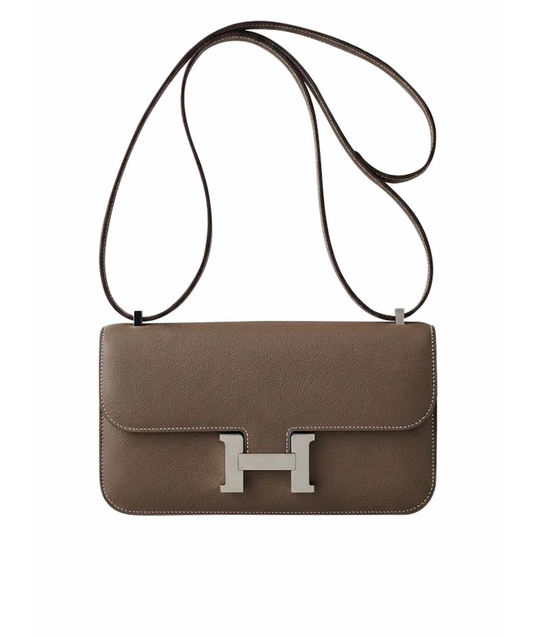 HERMES Антрацитовая кожаная сумка через плечо, фото 1