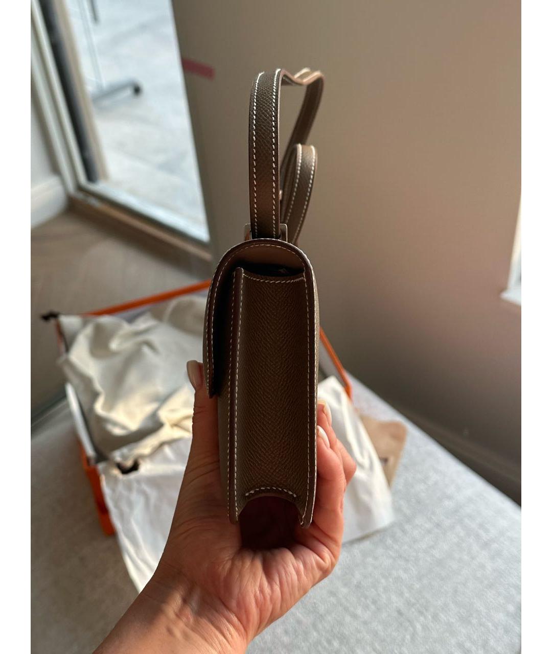 HERMES Антрацитовая кожаная сумка через плечо, фото 4