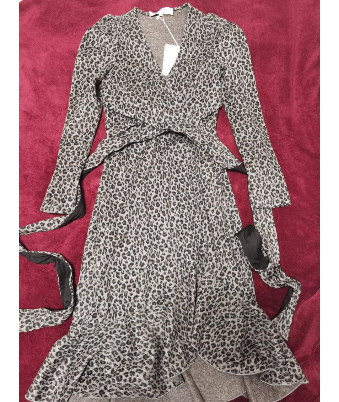DIANE VON FURSTENBERG Серое шерстяное повседневное платье, фото 5