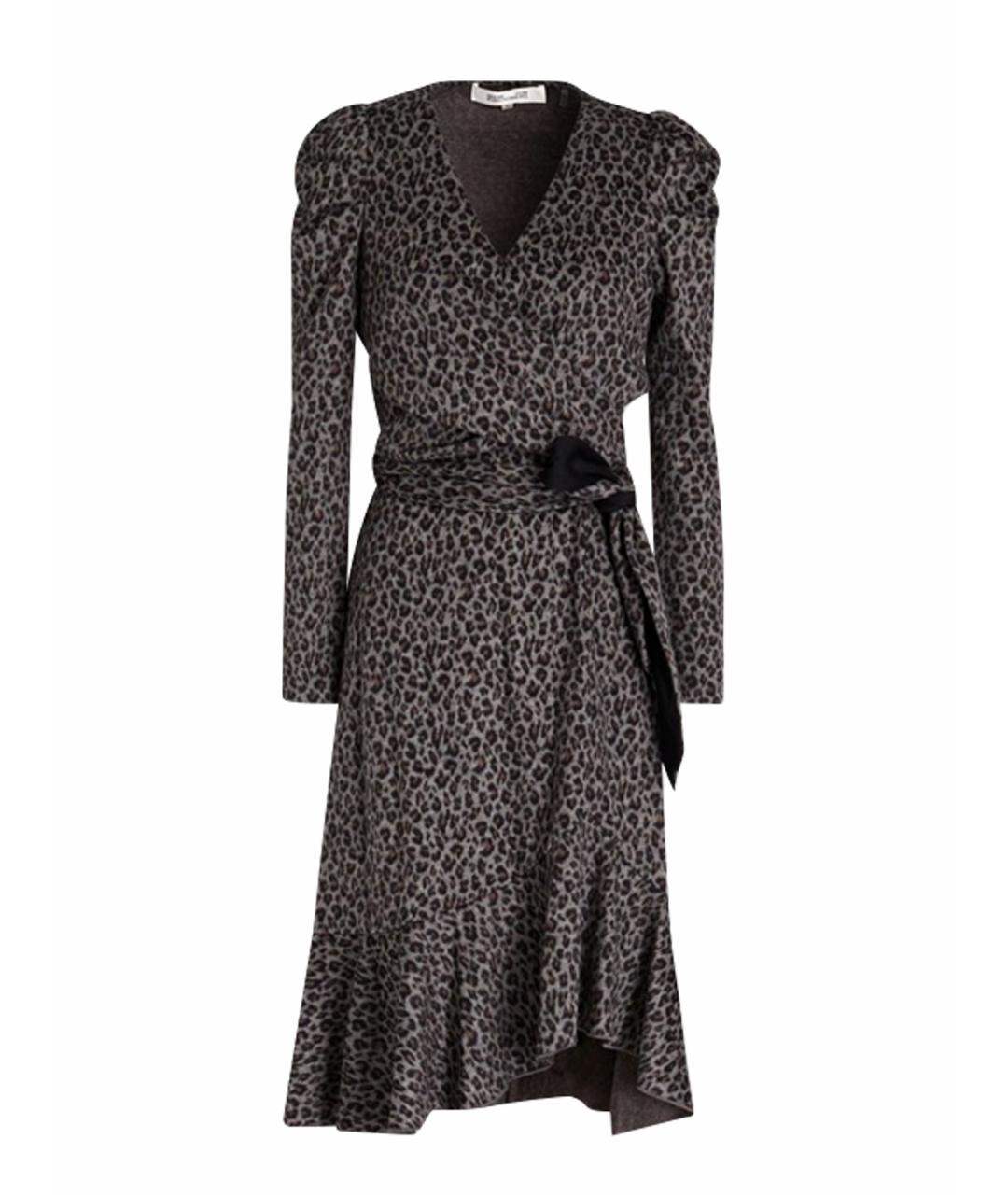 DIANE VON FURSTENBERG Серое шерстяное повседневное платье, фото 1
