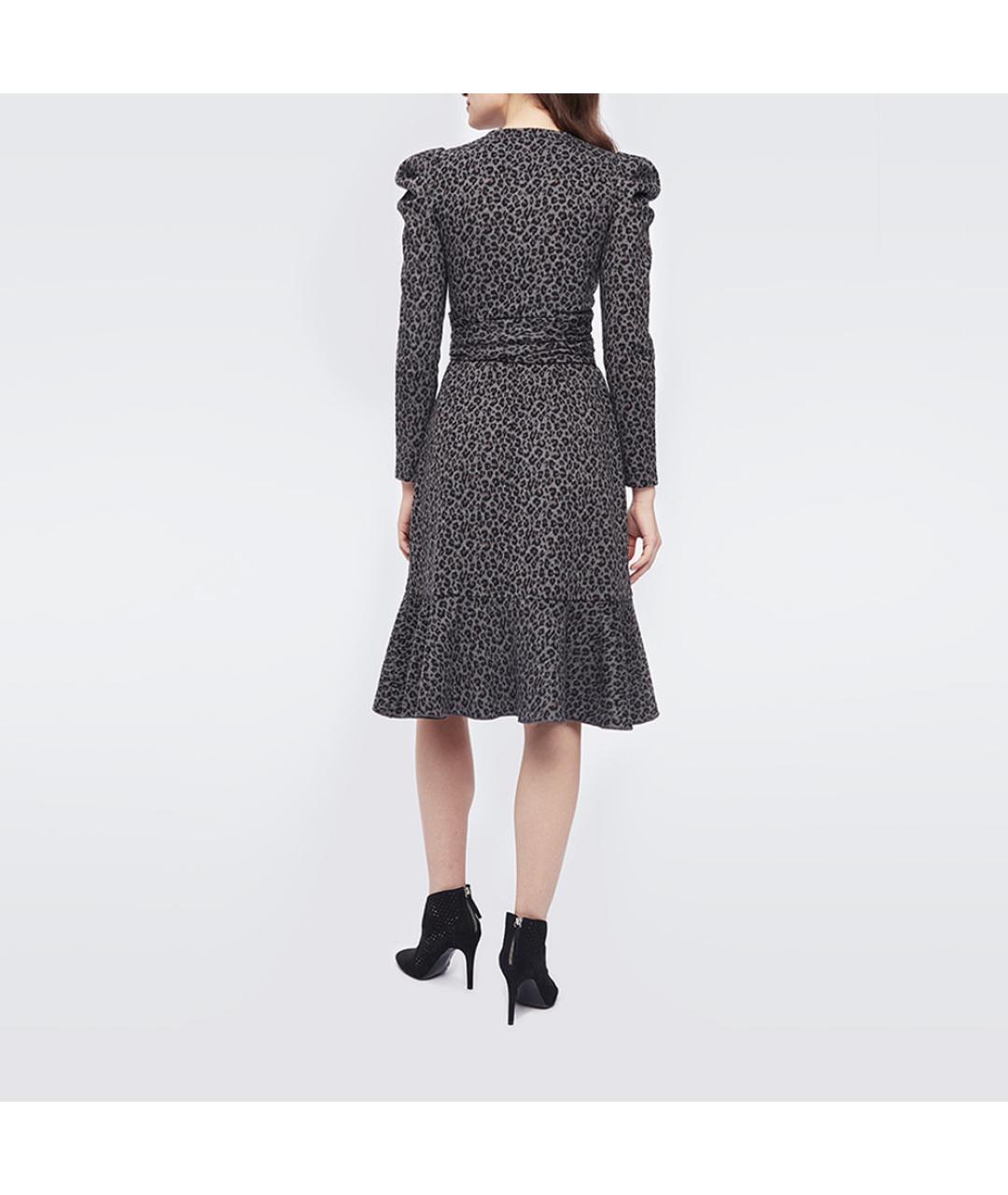 DIANE VON FURSTENBERG Серое шерстяное повседневное платье, фото 3