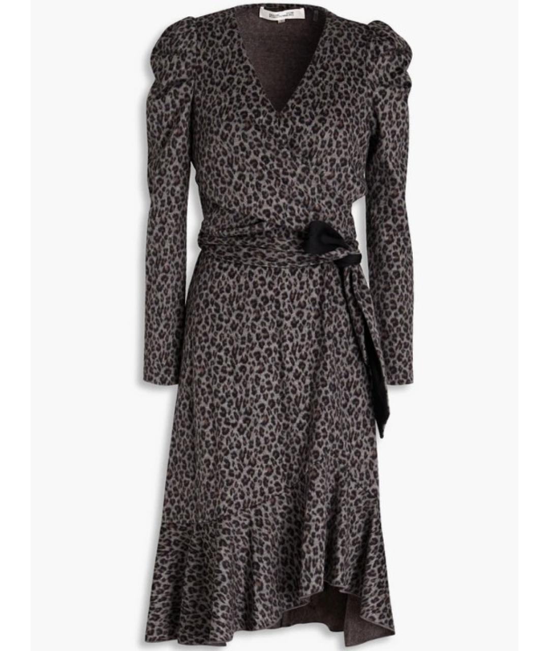 DIANE VON FURSTENBERG Серое шерстяное повседневное платье, фото 2