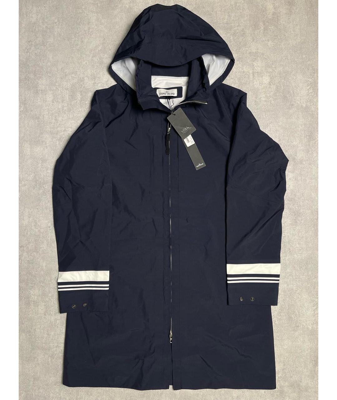 STONE ISLAND Темно-синий полиуретановый тренч / плащ, фото 2