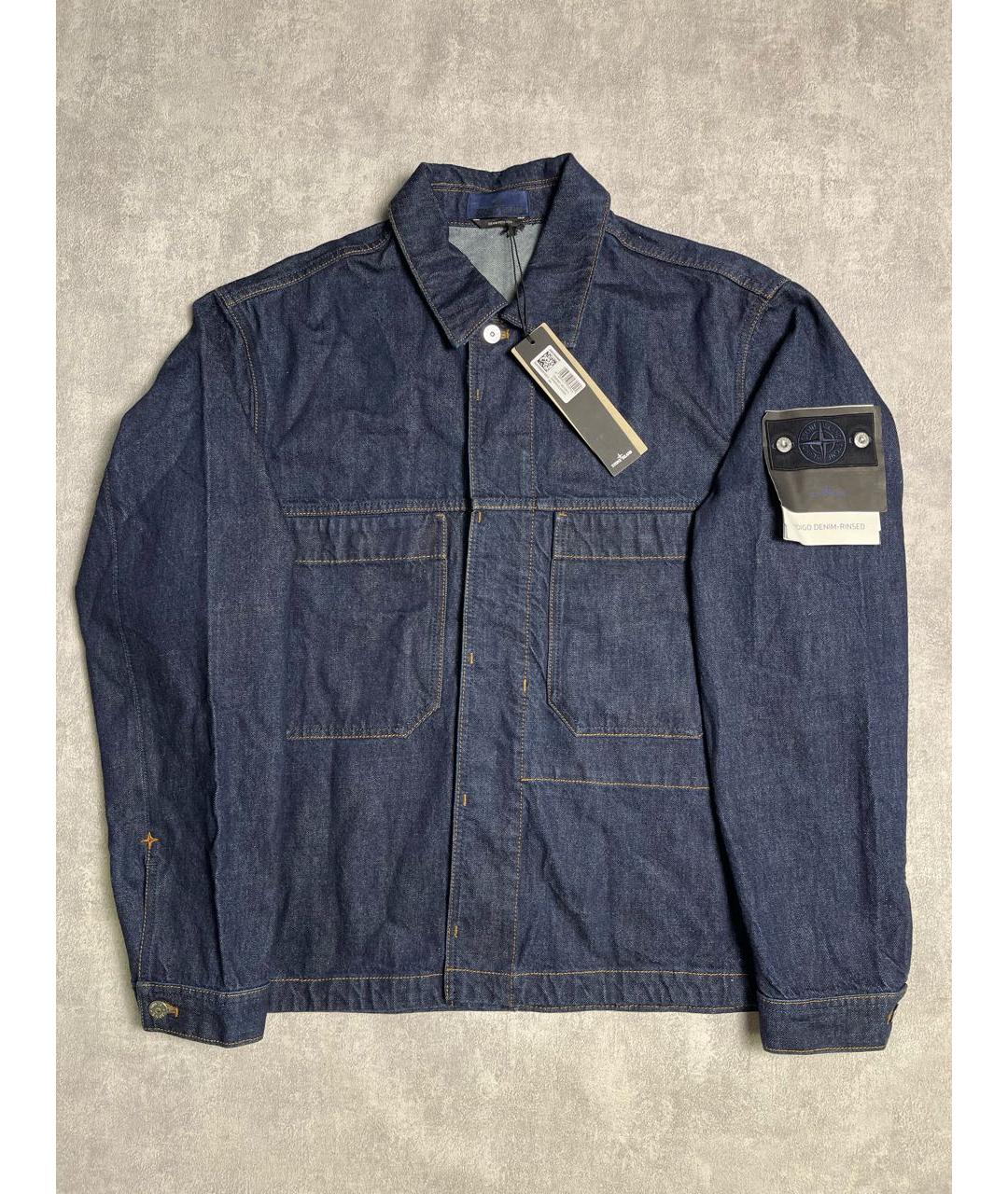 STONE ISLAND Темно-синяя хлопковая куртка, фото 2