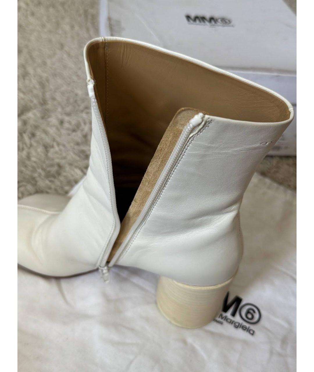 MM6 MAISON MARGIELA Бежевые кожаные ботильоны, фото 7