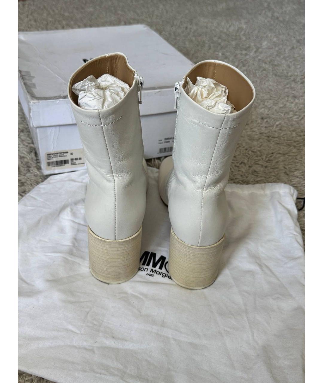 MM6 MAISON MARGIELA Бежевые кожаные ботильоны, фото 5