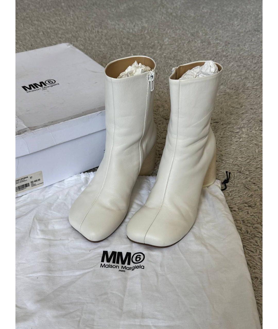 MM6 MAISON MARGIELA Бежевые кожаные ботильоны, фото 4