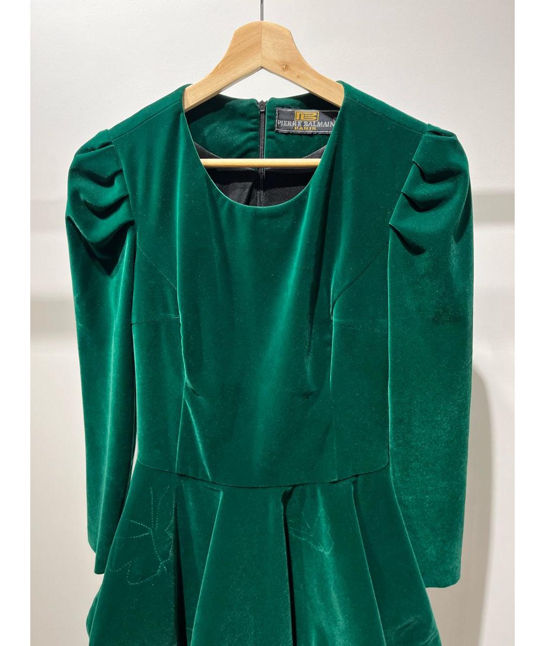 PIERRE BALMAIN Зеленое бархатное вечернее платье, фото 4