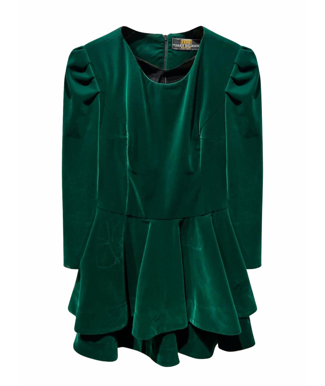 PIERRE BALMAIN Зеленое бархатное вечернее платье, фото 1