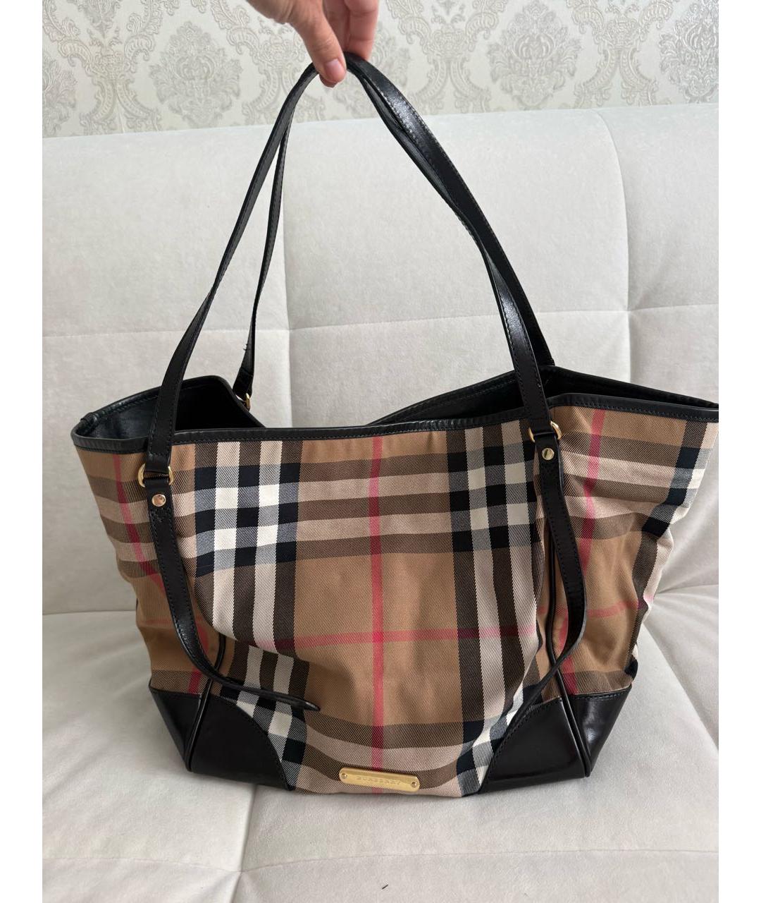 BURBERRY Бежевая кожаная сумка тоут, фото 9