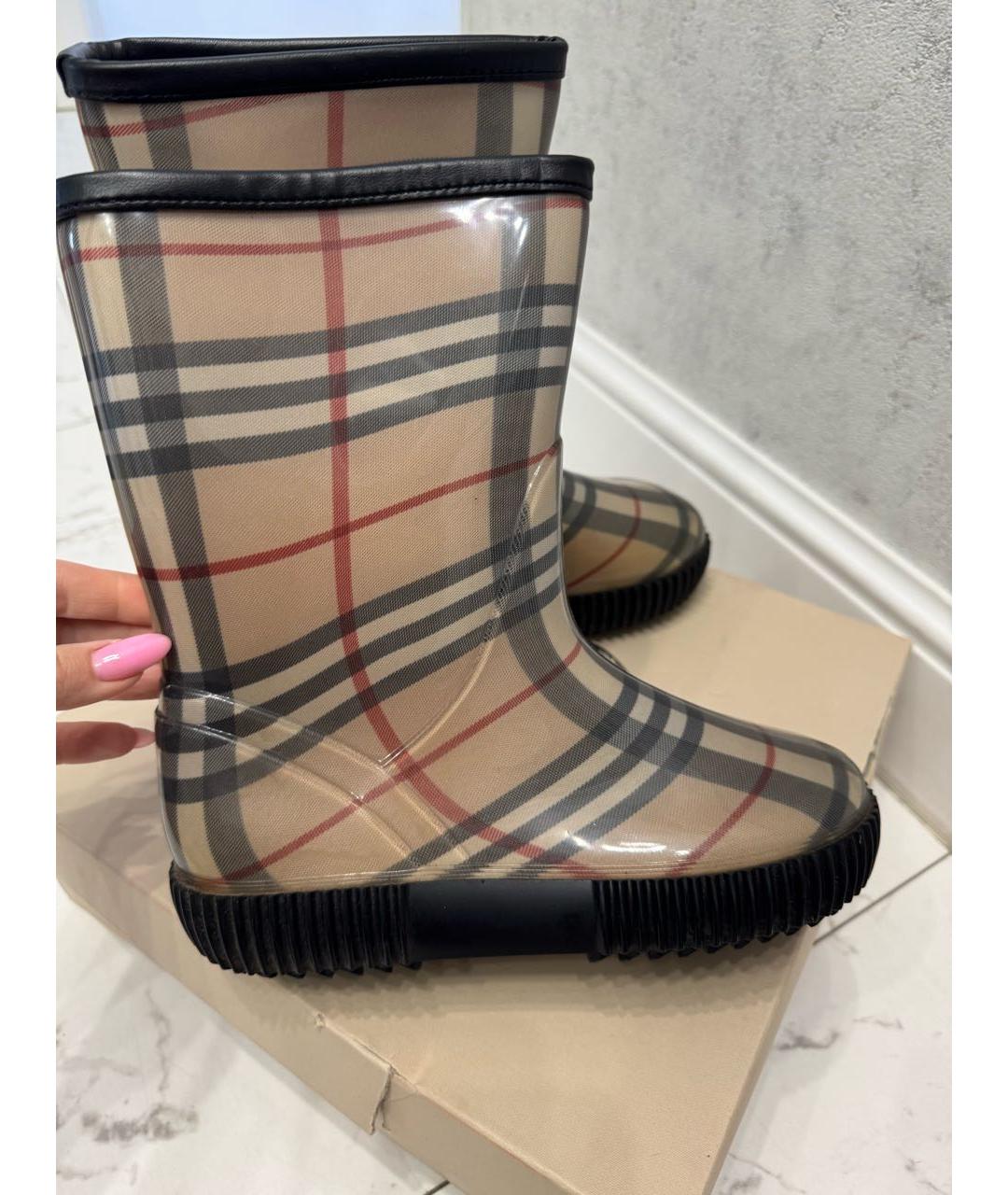 BURBERRY Бежевые резиновые сапоги, фото 4