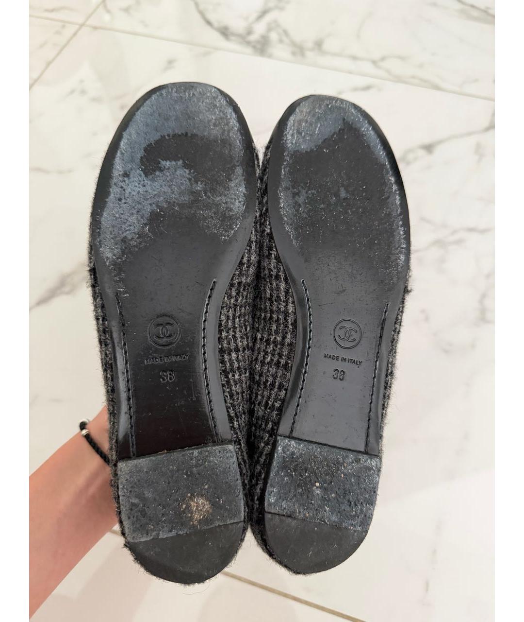 CHANEL Черные текстильные балетки, фото 6