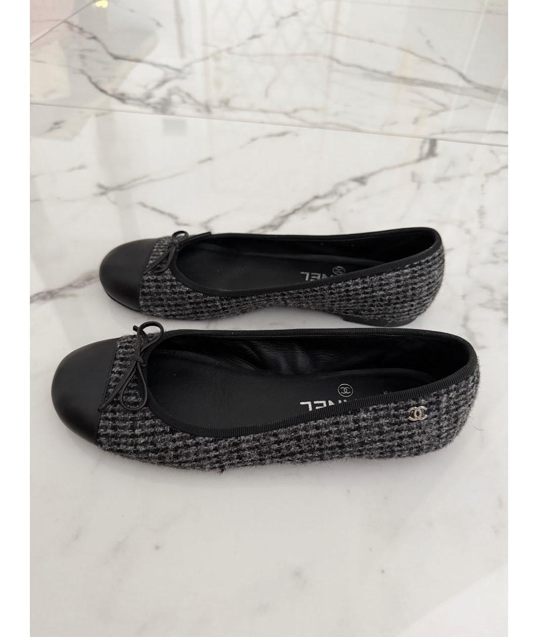 CHANEL Черные текстильные балетки, фото 5