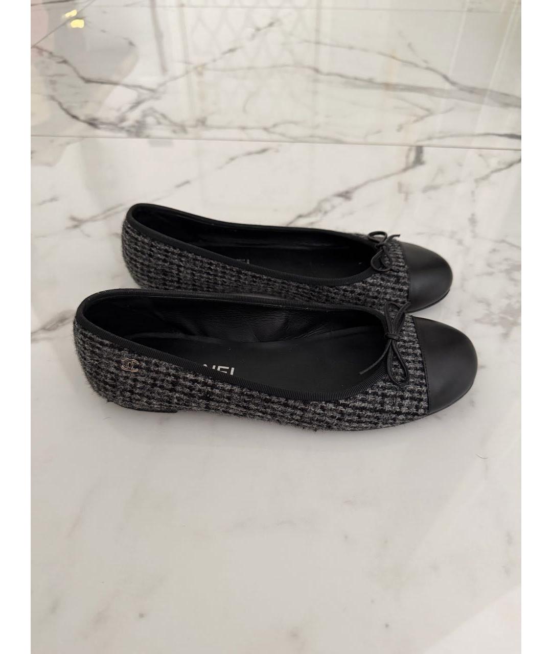 CHANEL Черные текстильные балетки, фото 7