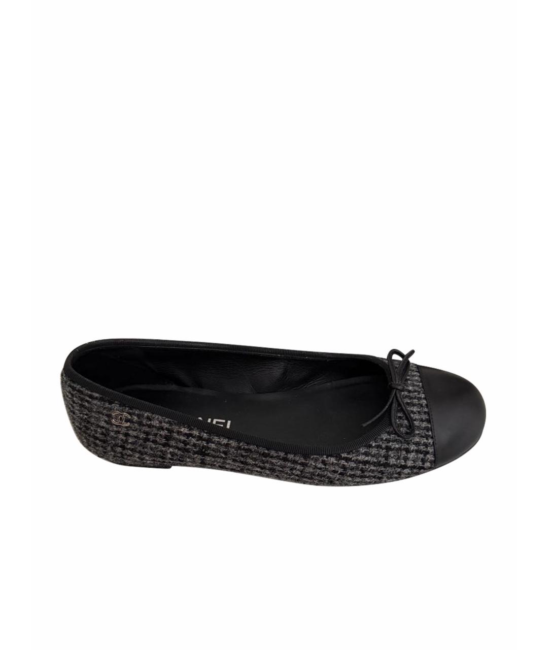 CHANEL Черные текстильные балетки, фото 1