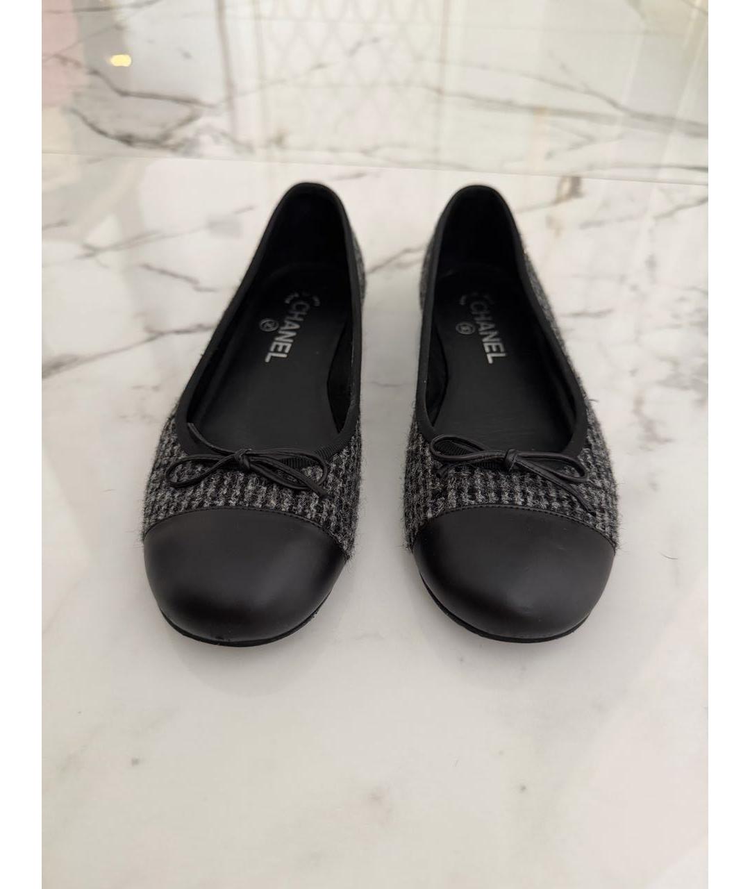 CHANEL Черные текстильные балетки, фото 2