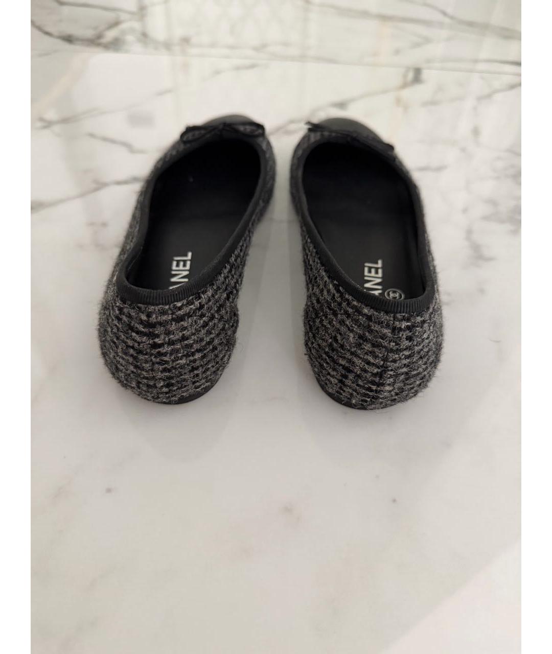 CHANEL Черные текстильные балетки, фото 4
