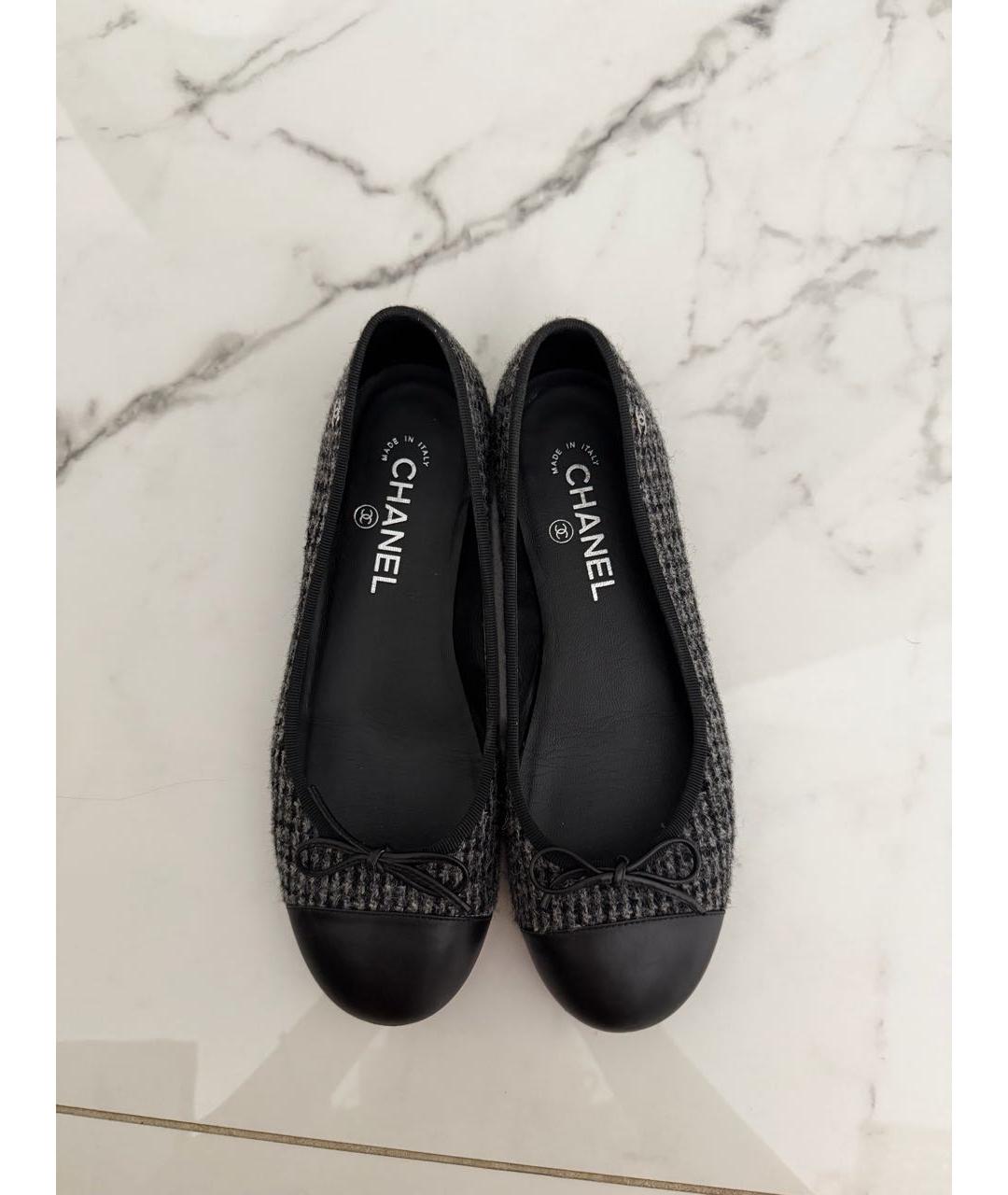 CHANEL Черные текстильные балетки, фото 3