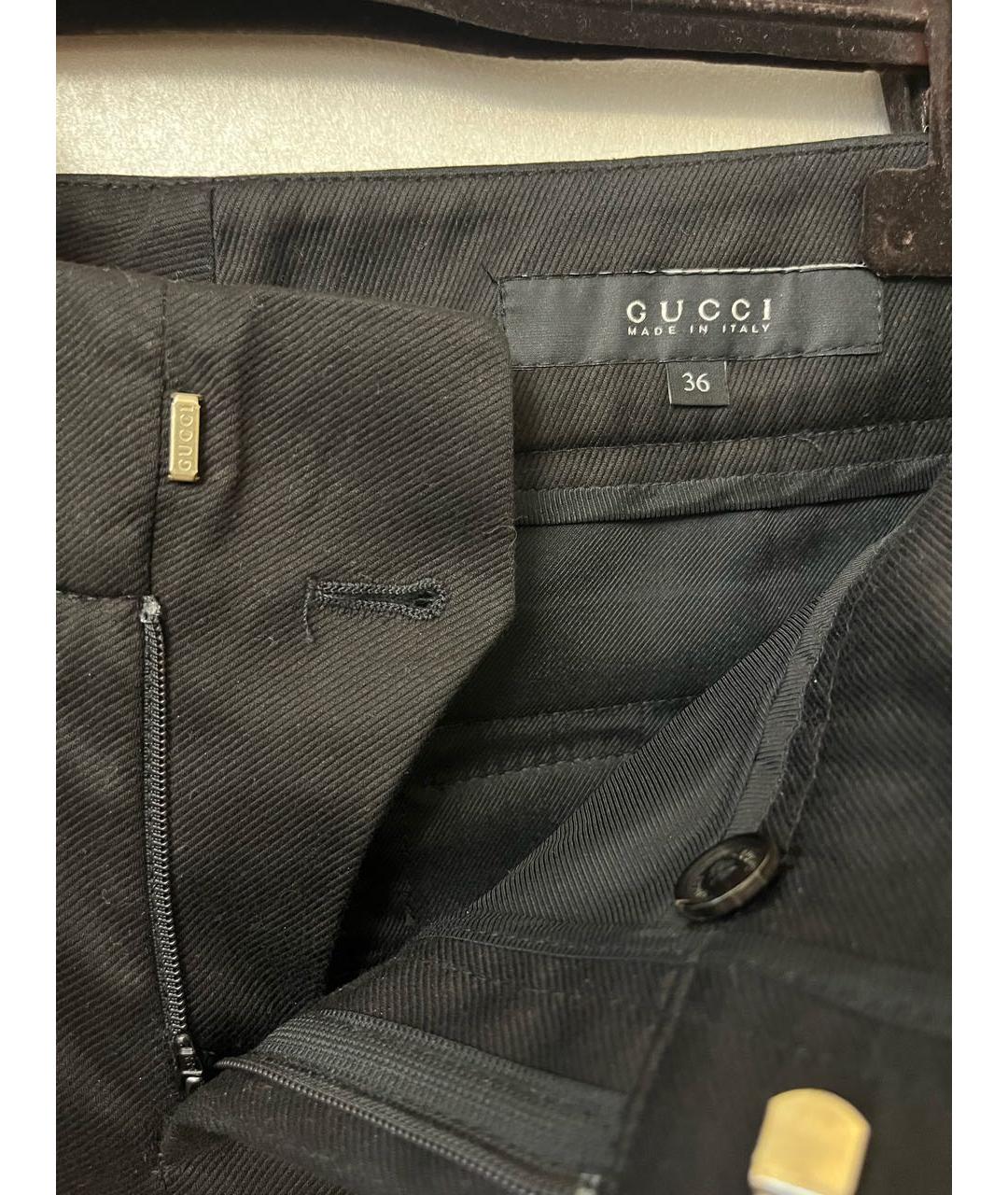 GUCCI Черные хлопковые прямые брюки, фото 3