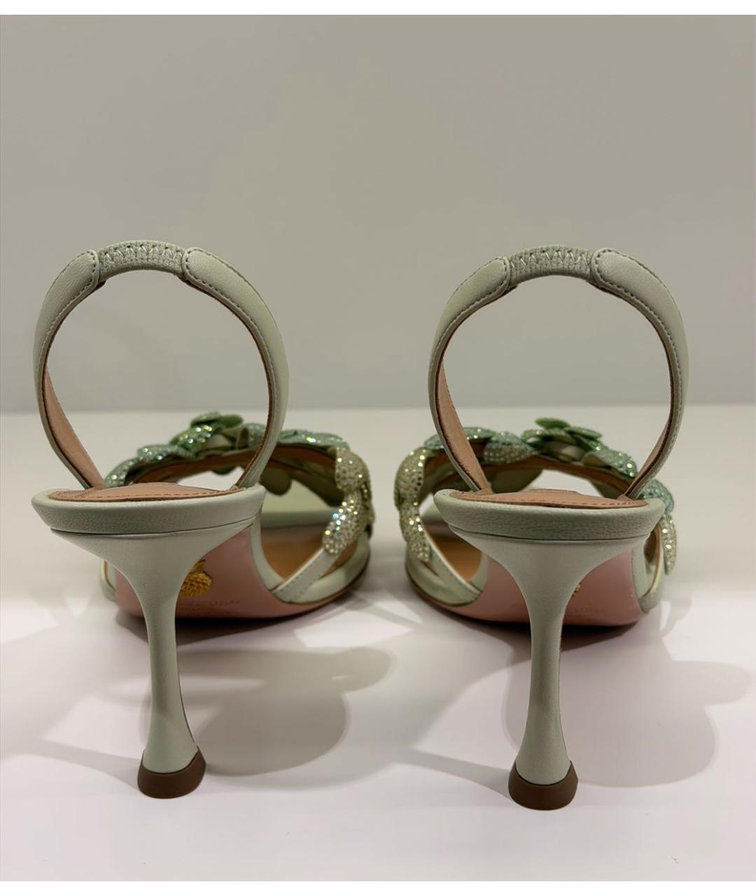 AQUAZZURA Зеленые кожаные босоножки, фото 4