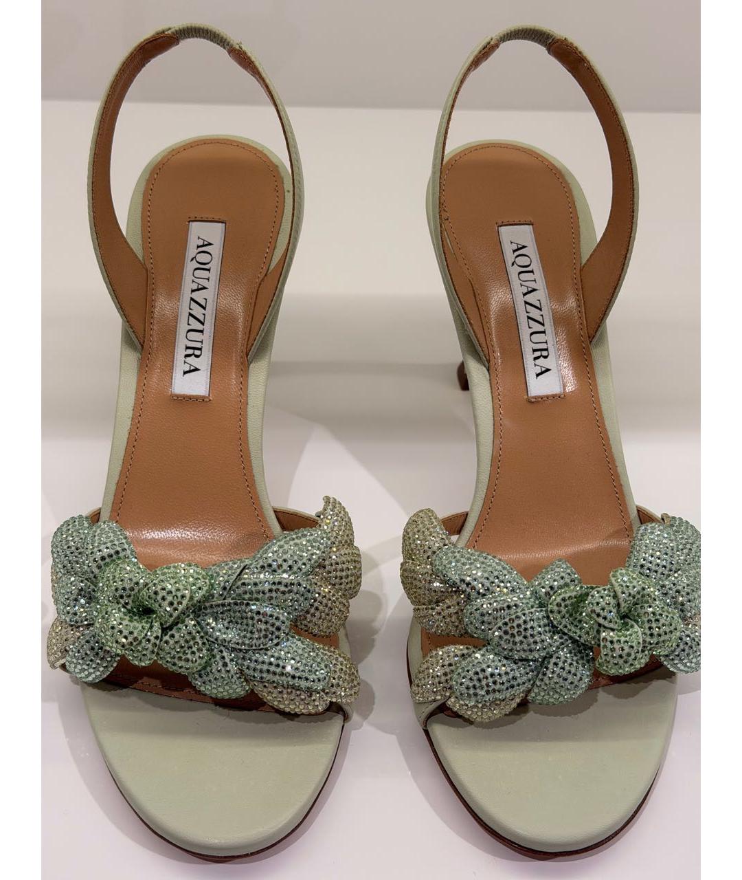 AQUAZZURA Зеленые кожаные босоножки, фото 2