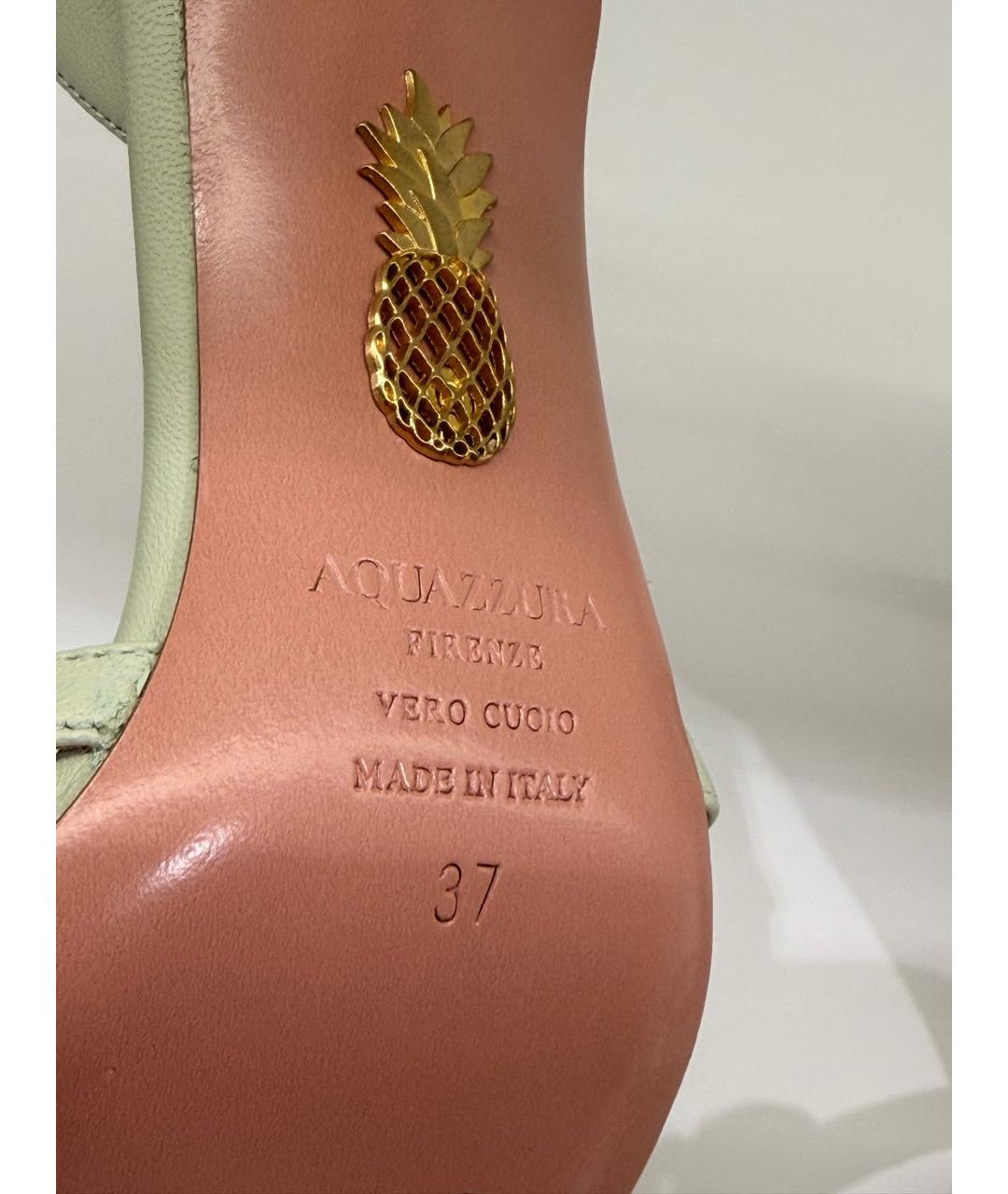 AQUAZZURA Зеленые кожаные босоножки, фото 7