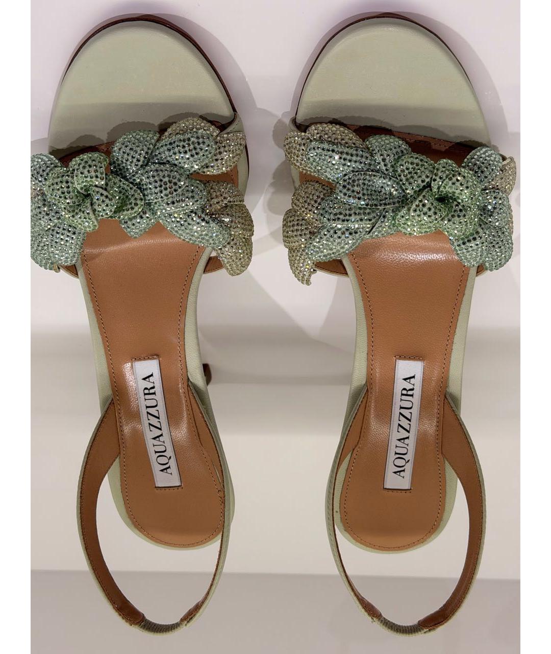 AQUAZZURA Зеленые кожаные босоножки, фото 3