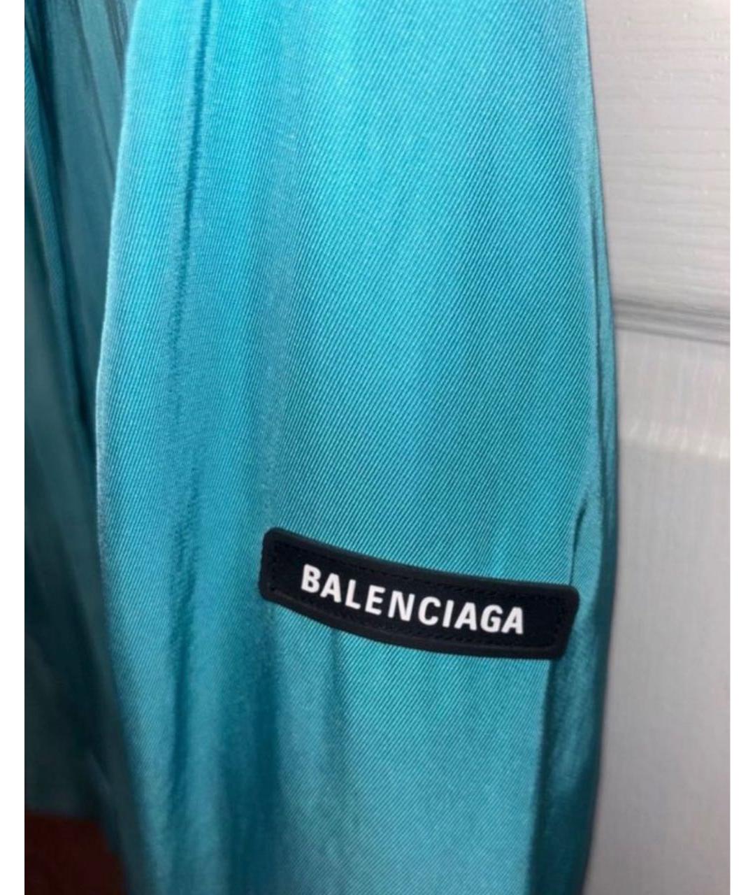 BALENCIAGA Бирюзовый шелковый жакет/пиджак, фото 3