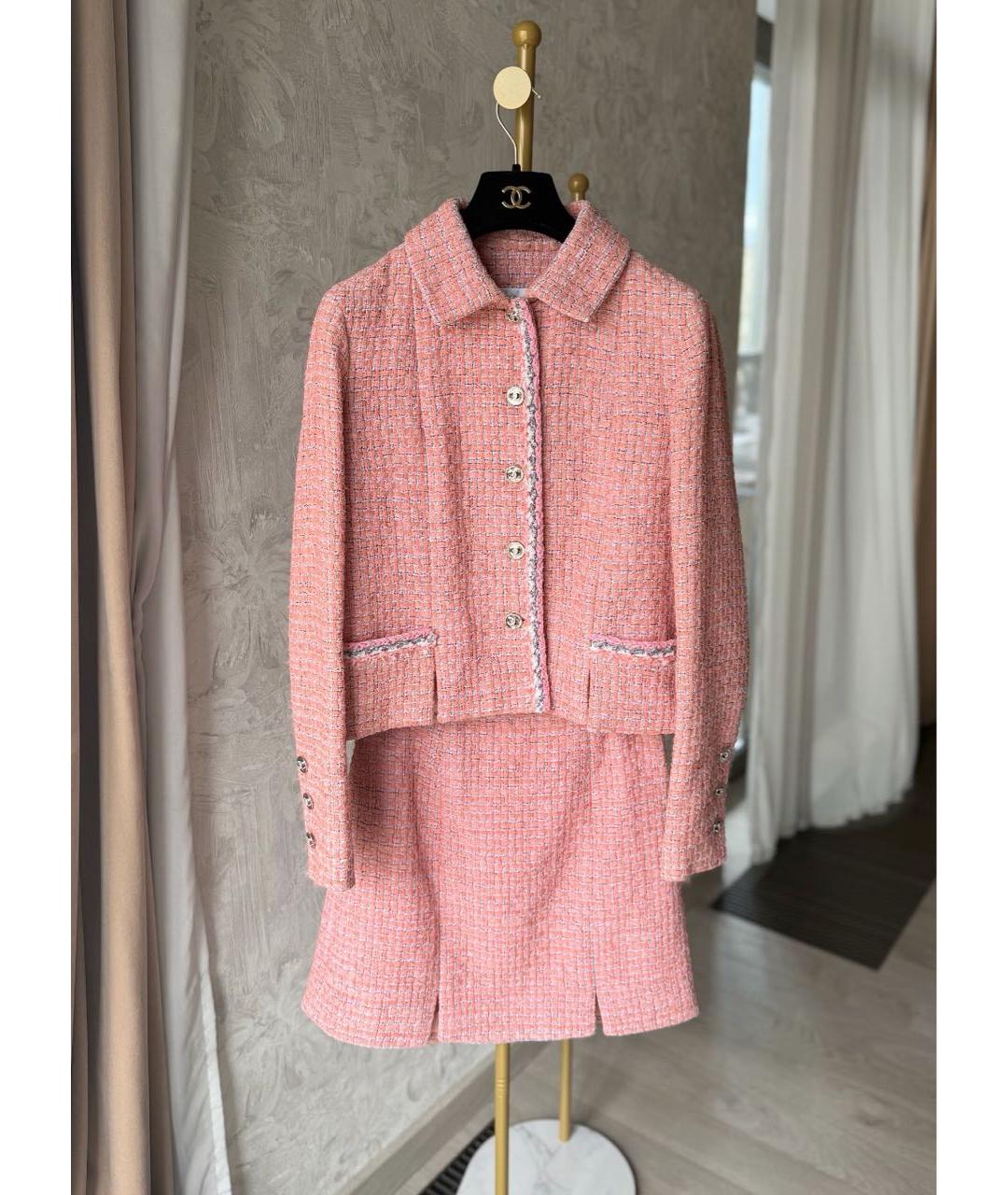 CHANEL Коралловый твидовый костюм с юбками, фото 8