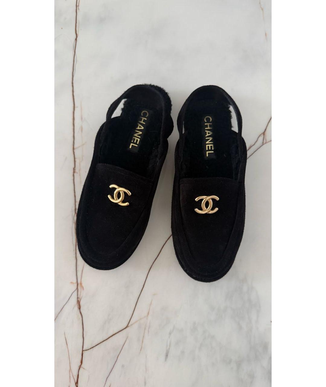 CHANEL Черные замшевые лоферы, фото 2
