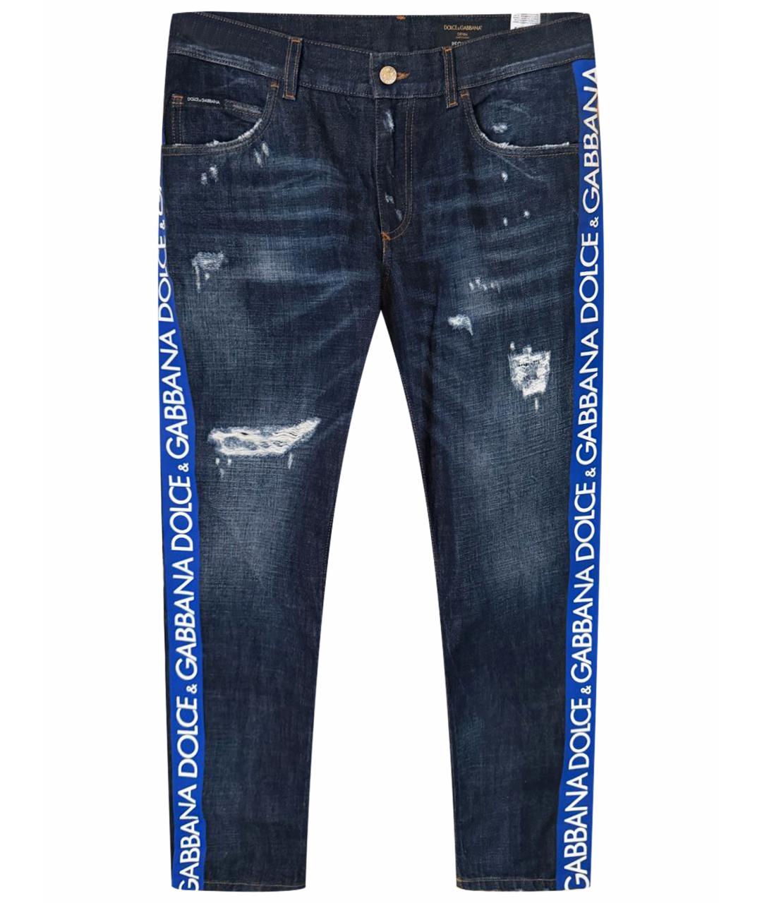 DOLCE&GABBANA Темно-синие хлопковые прямые джинсы, фото 1