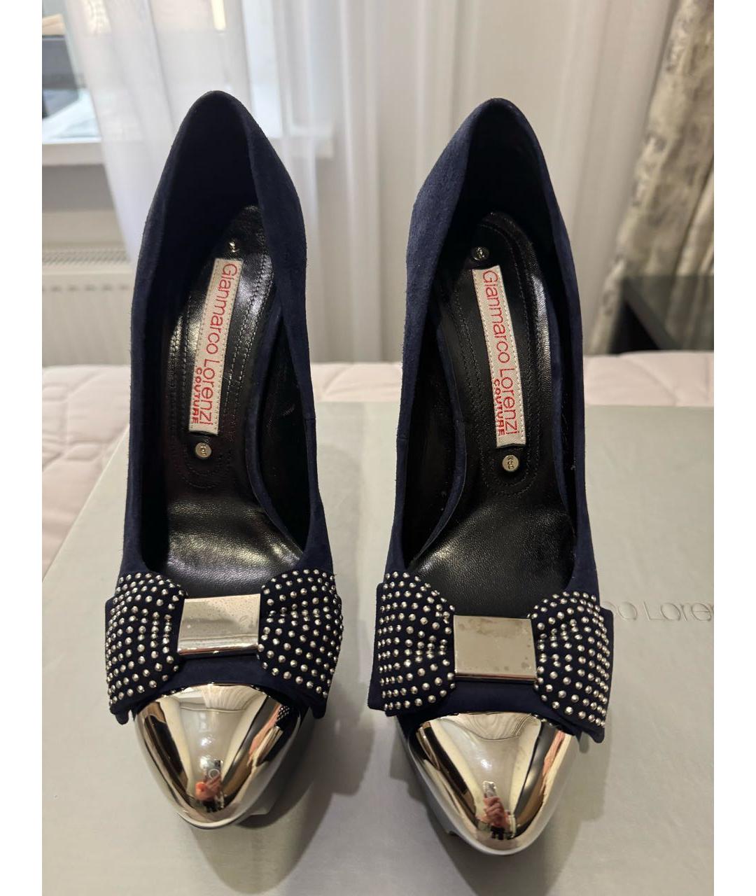 GIAN MARCO LORENZI Темно-синие замшевые босоножки, фото 2