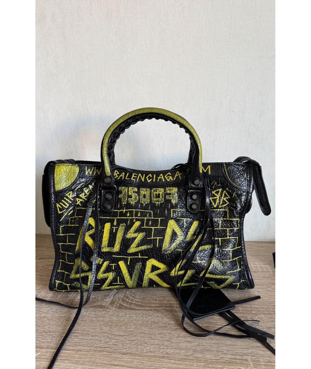 BALENCIAGA Черная кожаная сумка с короткими ручками, фото 2