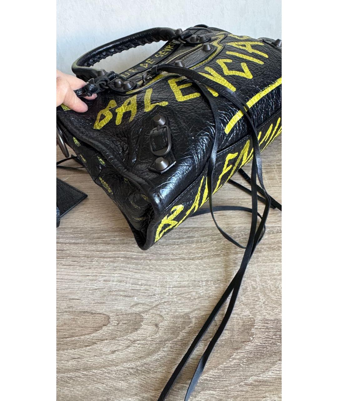BALENCIAGA Черная кожаная сумка с короткими ручками, фото 4