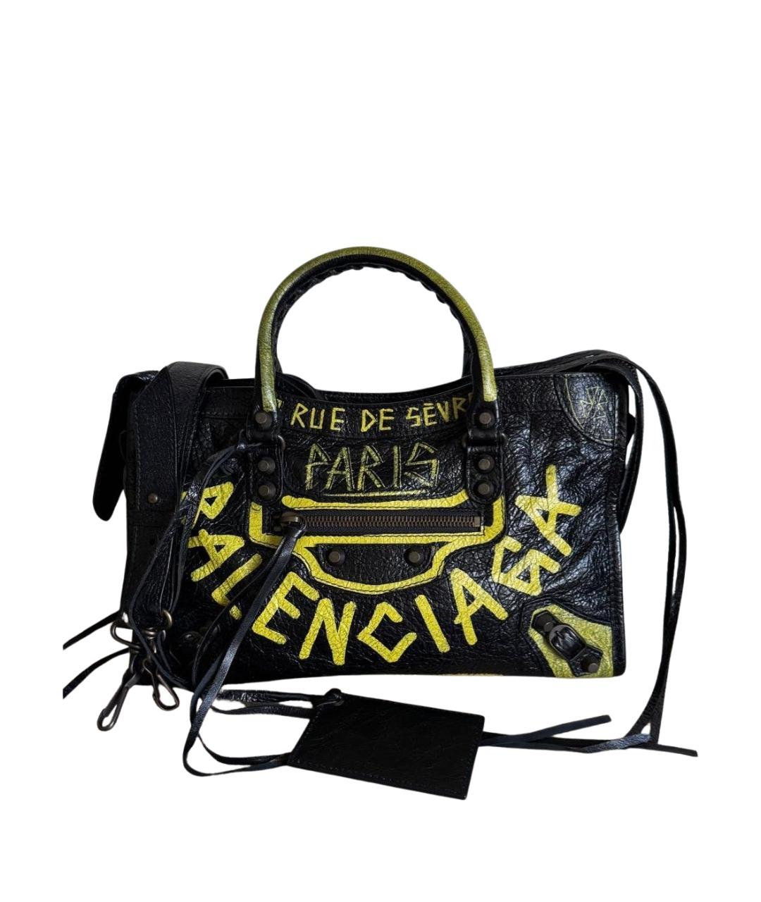 BALENCIAGA Черная кожаная сумка с короткими ручками, фото 1