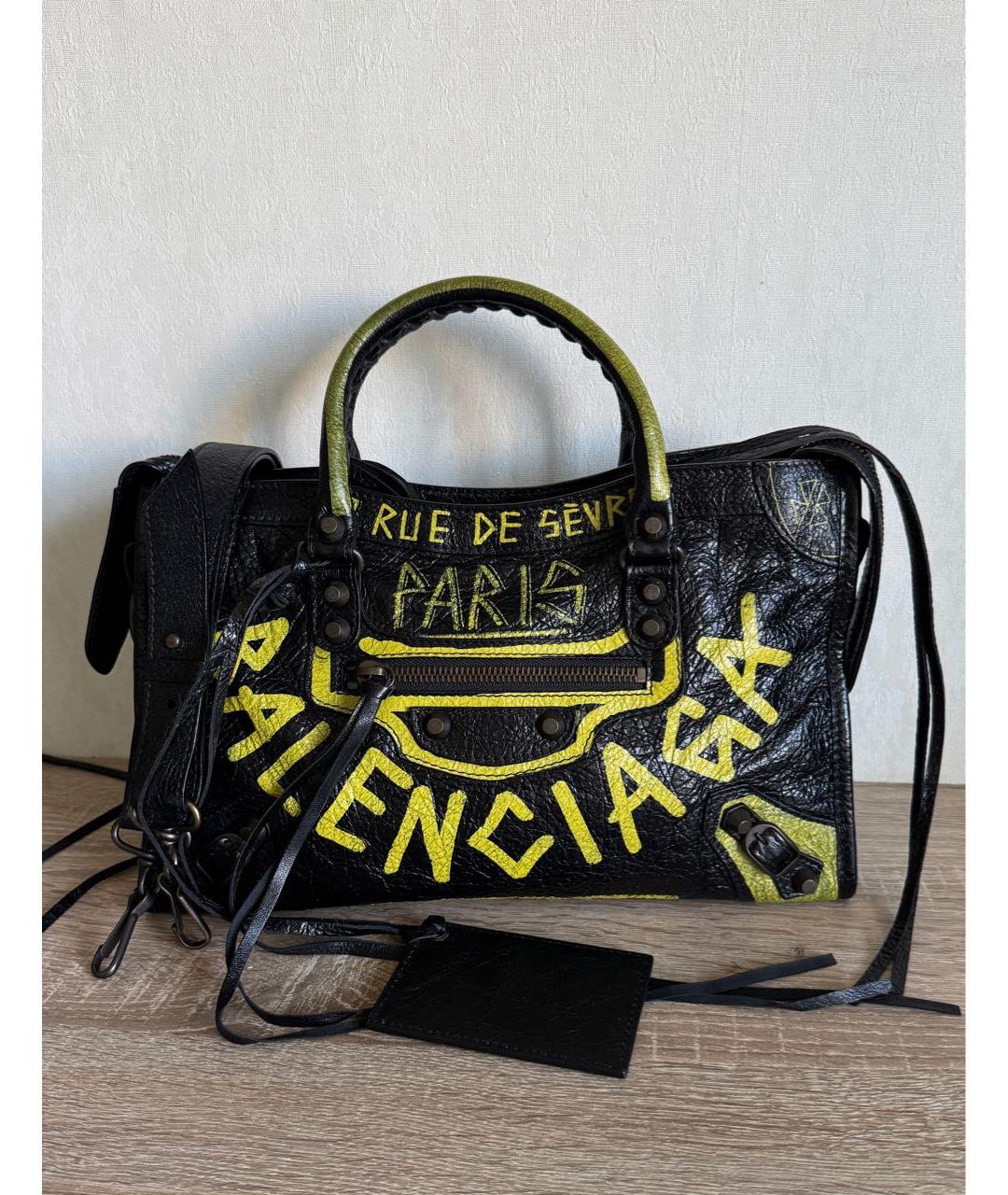 BALENCIAGA Черная кожаная сумка с короткими ручками, фото 9